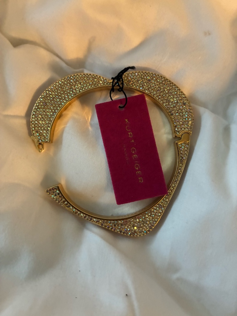 Kurt Geiger Gold Crystal Embellished Bangle - Picture 7 of 8